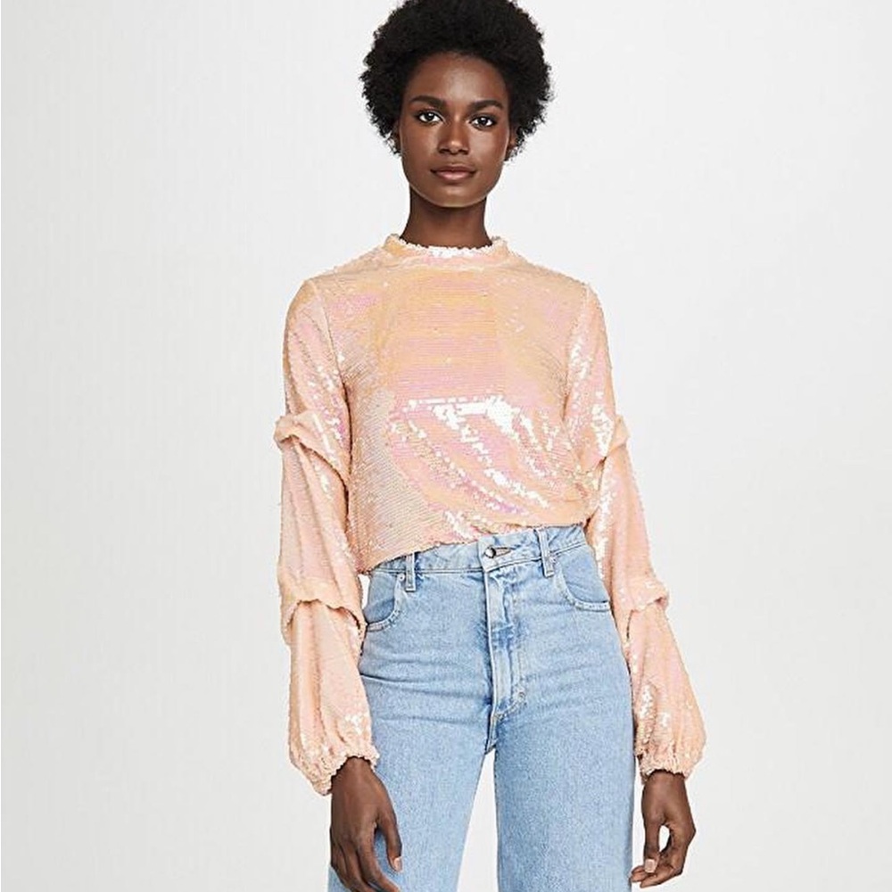 Endless Rose Pink Long Sleeve Sequin Top